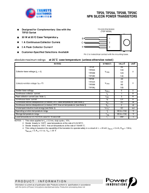 TIP29 Datasheet PDF Transys Electronics