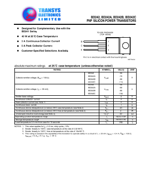 BD242B Datasheet PDF Transys Electronics