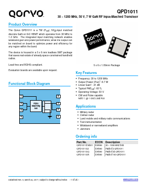 QPD1011EVB01 Datasheet PDF TriQuint Semiconductor