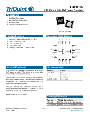 TQP0102 Datasheet PDF TriQuint Semiconductor