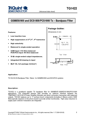 TQ1422 Datasheet PDF TriQuint Semiconductor