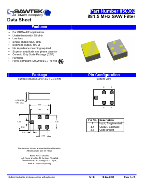 856302 Datasheet PDF TriQuint Semiconductor