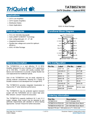 TAT8857A1H-PCB12V Datasheet PDF TriQuint Semiconductor