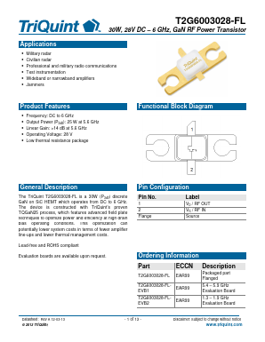 T2G6003028-FL-EVB1 Datasheet PDF TriQuint Semiconductor