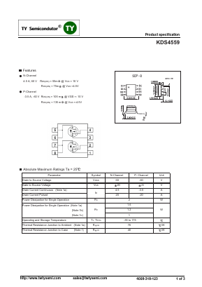 KDS4559 Datasheet PDF TY Semiconductor