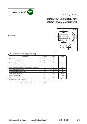 MMBD1701A Datasheet PDF TY Semiconductor