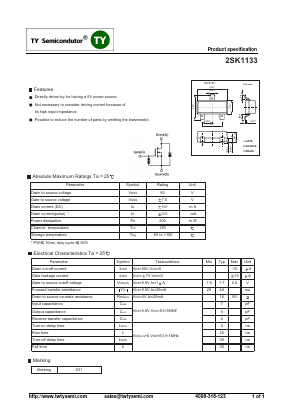 2SK1133 Datasheet PDF TY Semiconductor