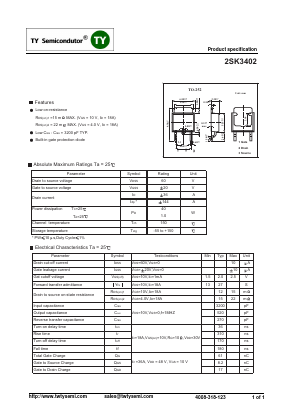 2SK3402 Datasheet PDF TY Semiconductor