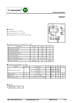 1SS221 Datasheet PDF TY Semiconductor