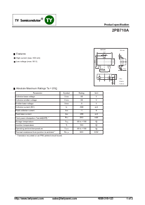 2PB710AR Datasheet PDF TY Semiconductor