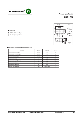 2SA1257 Datasheet PDF TY Semiconductor