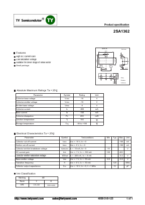 2SA1362 Datasheet PDF TY Semiconductor