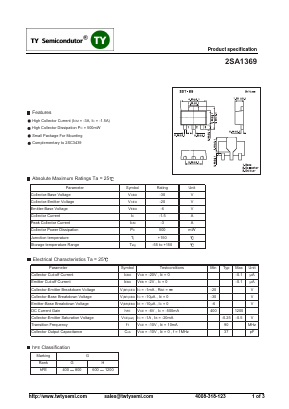 2SA1369 Datasheet PDF TY Semiconductor