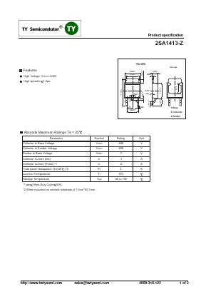 A1413-Z Datasheet PDF TY Semiconductor