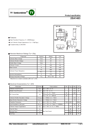 A1483 Datasheet PDF TY Semiconductor