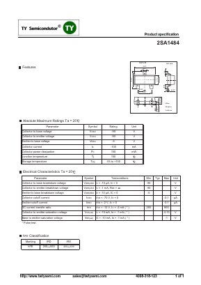 2SA1484 Datasheet PDF TY Semiconductor