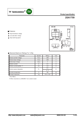 2SA1759 Datasheet PDF TY Semiconductor