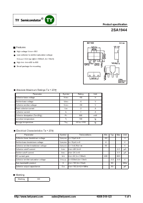 A1944 Datasheet PDF TY Semiconductor
