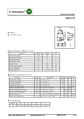 2SB1219 Datasheet PDF TY Semiconductor
