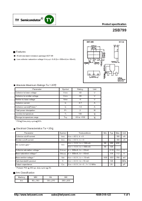 2SB799 Datasheet PDF TY Semiconductor