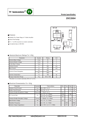 C2884 Datasheet PDF TY Semiconductor