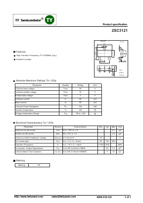 2SC3121 Datasheet PDF TY Semiconductor
