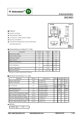 2SC3651 Datasheet PDF TY Semiconductor