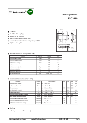 2SC3689 Datasheet PDF TY Semiconductor