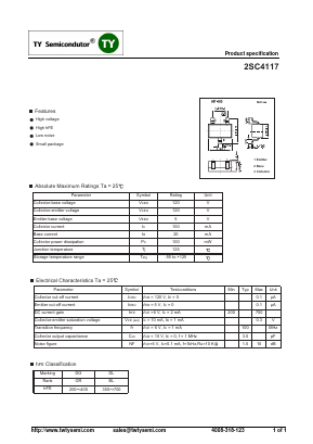 2SC4117 Datasheet PDF TY Semiconductor