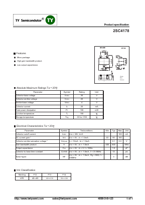 C4178 Datasheet PDF TY Semiconductor