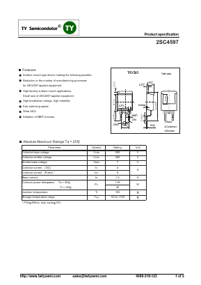 2SC4597 Datasheet PDF TY Semiconductor