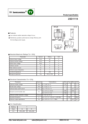 2SD1119 Datasheet PDF TY Semiconductor