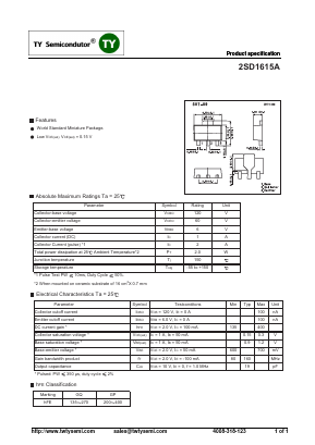 2SD1615A Datasheet PDF TY Semiconductor