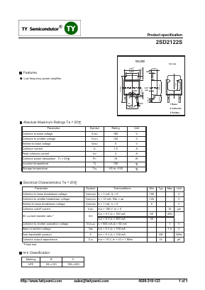 2SD2122S Datasheet PDF TY Semiconductor