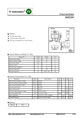 2SD2391 Datasheet PDF TY Semiconductor