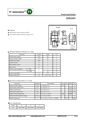 2SD2453 Datasheet PDF TY Semiconductor