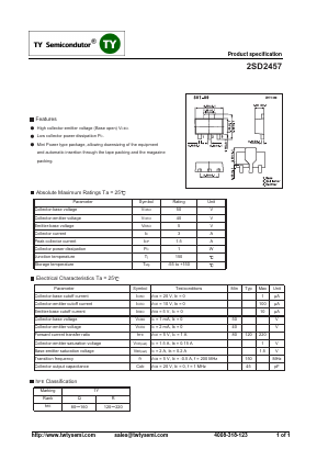 2SD2457 Datasheet PDF TY Semiconductor