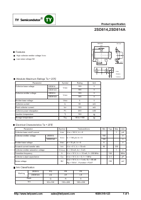2SD814A Datasheet PDF TY Semiconductor