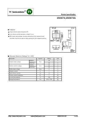 2SD874A Datasheet PDF TY Semiconductor