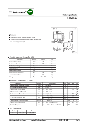 2SD965K Datasheet PDF TY Semiconductor