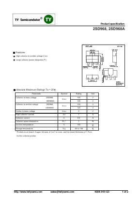 2SD968A Datasheet PDF TY Semiconductor