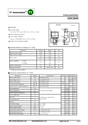 2SK3668 Datasheet PDF TY Semiconductor