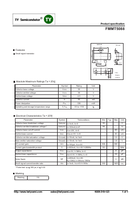 FMMT5088 Datasheet PDF TY Semiconductor