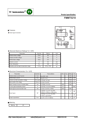 FMMT5210 Datasheet PDF TY Semiconductor