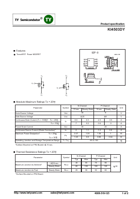 KI4503DY Datasheet PDF TY Semiconductor