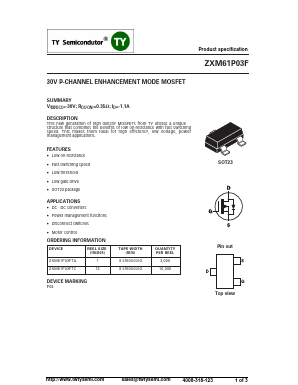 ZXM61P03FTC Datasheet PDF TY Semiconductor