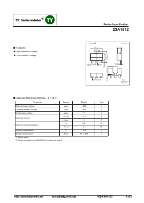 2SA1812 Datasheet PDF TY Semiconductor