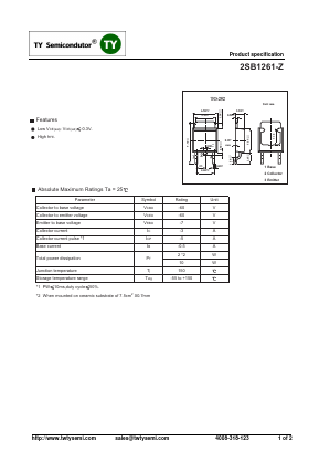 B1261-Z Datasheet PDF TY Semiconductor