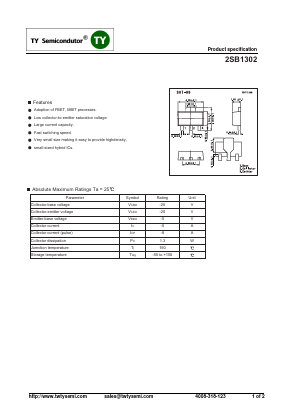 2SB1302 Datasheet PDF TY Semiconductor
