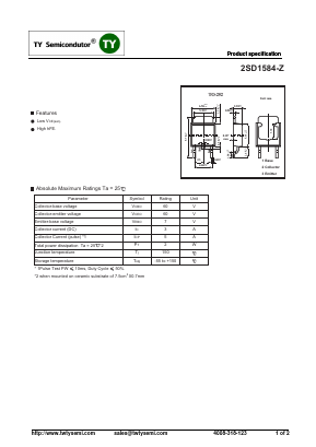 2SD1584-Z Datasheet PDF TY Semiconductor